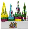 Set 36 petits Chapeaux Pointus carton Métallisés multicolores assortis