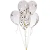 Kit de 6 ballons cristal REMPLIS DE CONFETTIS Noir/Blanc/Argent