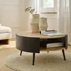CALICOSY Table basse ronde 2 niveaux flancs métal noir dia 80cm - eklo