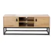 CASAME Calicosy Meuble TV décor chêne 2 portes et niche Centrale en bois Beige
