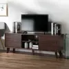 Calicosy Meuble TV façades effet bois rainurés L140 cm
