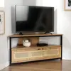 Calicosy - Meuble tv d'Angle 1 Porte avec Cannage Rotin L100 cm - jaya