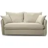 CALICOSY Canapé convertible 3 places en tissu velours côtelé L185 cm - 185 cm X 104 cm X 90 cm - MIKA - Ecru