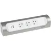 Multiprise 3 prises + 1 x USB-A + 1 x USB-C Legrand blanc et aluminium