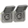 Legrand Prise de courant 2x2P+T horizontale Plexo composable gris (069562L)