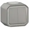 Legrand Commande double interrupteur ou poussoir Plexo complet saillie gris (069715L)