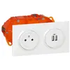 LEGRAND - Kit prise de courant 2P+T 16A + chargeur 2 USB 2,4A Dooxie - Blanc