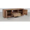 Bois et Chiffons - Meuble TV bois sculpté bicolore 160 cm 2 portes  Acacia Maya T.U