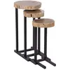 BOIS & CHIFFONS Set de 3 tables basses gigognes acacia et métal