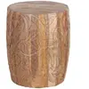 Bois et Chiffons - Bout de canapé sculpté marudai naturel - D.46x56 cm...