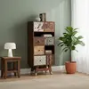 Chiffonnier multi-matériaux peau de vache bois sculpté   Manguier Terranova