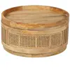 BOIS & CHIFFONS Set de 2 tables basses manguier et cannage  Offre M&M TU