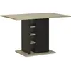 GAMI Maisonetstyles Table À Manger 120 Cm Avec Rangements Décor Chêne Clair Et Noir