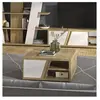 GAMI Table basse carrée effet bois chêne 1 tiroir mat blanc
