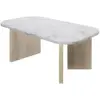 DIAGONE Table basse effet marbre blanc & pieds châtaignier mat