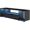 DIAGONE Maisonetstyles Meuble Tv Gamer 163x45x48 Cm Décor Noir Avec Led Bleue