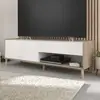 Meuble tv - morphos - décor blanc chene - 150 x 47,3 x 40 cm - parisot