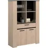 Buffet haut - Décor chêne Brooklyn et noir - 110X40,5X159,7 cmPARISOT