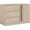 Parisot Commode ESCALE - 3 tiroirs - 1 porte - Décor chêne -  L 109,8 x H 76,8 x P 50 cm