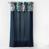 Rideau à oeillets 140x240 uni top métallisé pompons Alianor bleu coton