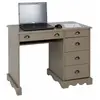 ACTUAL DIFFUSION Bureau Demi-Ministre Taupe de Style Anglais - Marron - 5 tiroirs