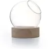 DTM Vase globe en verre avec socle en bois - Ø 20 cm x 21 cm