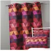 Home Maison Rideau ameublement Jacquard 'triangles' (140x260 cm - Bordeaux)