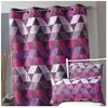 Home Maison Rideau ameublement Jacquard 'triangles' (140x260 cm - Prune)