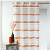 Home Maison Voilage fantaisie tissé rayure horizontale (140x240 cm - Terracotta)
