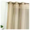 Home Maison Voilage en étamine uni avec rayures ton sur ton (145x260 cm - Beige)