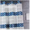 HOME MAISON Voilage en jacquard fantaisie à rayures horizontales (140x240 cm - Bleu)