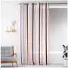 HomeMaison Voilage fantaisie en organza à rayures verticales Bordeaux 140x260 cm
