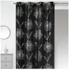 HomeMaison Rideau en Shantung à Imprimés Métallisés "Fleur" (140x260 cm - Noir)
