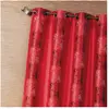 Homemaison Rideau d'ameublement shantung brodé motif éthnique Rouge Orangé 140x260 cm