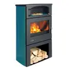 Poêle à Bois Godin Grand Chinon 2 363117 Chrome Bleu Boreal