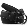 Ceinture en Cuir & Croute de Cuir noire T.90/105