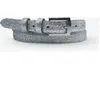 Ceinture femme en Cuir métallique pailleté argentée T.95/110