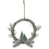 FÉÉRIC LIGHTS AND CHRISTMAS Couronne de Noël en rotin avec sapins et lumineuse LED Blanc Chaud D 23 cm