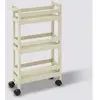 FIVE Desserte roulante 3 niveaux Beige Lin H 75 cm idéale pour les petits espaces
