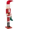 ATMOSPHERA Grand Casse-Noisette Père Noël Rouge et Blanc en Bois H 60 cm