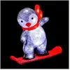 FEERIC LIGHTS AND CHRISTMAS Pingouin lumineux 40 LED extérieur sur son snowboard - Rouge