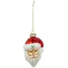 ATMOSPHERA Sujet de Noël en Verre "Tête de Père Noël" 10cm Rouge