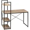 5Five Meuble Bureau avec étagères Effet chêne naturel et Métal noir H 120 cm