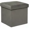 Pouf pliant Lilou en velours 38x38cm gris Atmosphera Créateur D'intérieur