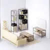 FIVE Meuble TV avec 2 tiroirs Effet chêne naturel et Métal noir L 100 cm