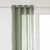 ATMOSPHERA Rideau à oeillets en Lin Vert Céladon avec surpiqûre noire 130 x 260 cm