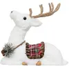 ATMOSPHERA Créateur d'intérieur - Statuette Déco Renne Selle à Carreaux 28cm Blanc