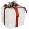 Objet Déco de Noël "Cadeau" 20cm Blanc & Rouge