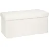 ATMOSPHERA Pouf et Coffre de rangement en bois et Fourrure Blanche 76 x 38 cm