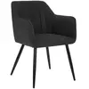 Atmosphera Chaise Fauteuil de table avec accoudoirs Noir et pieds en métal